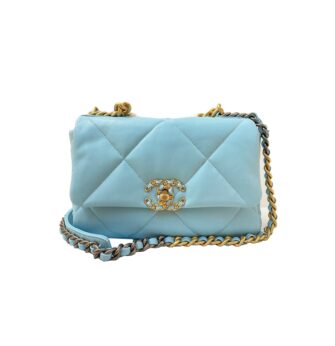 LIGHT BLUE LAMBSKIN LEATHER SMALL CHANEL 19 BAG 31277570 (RESERVED)
