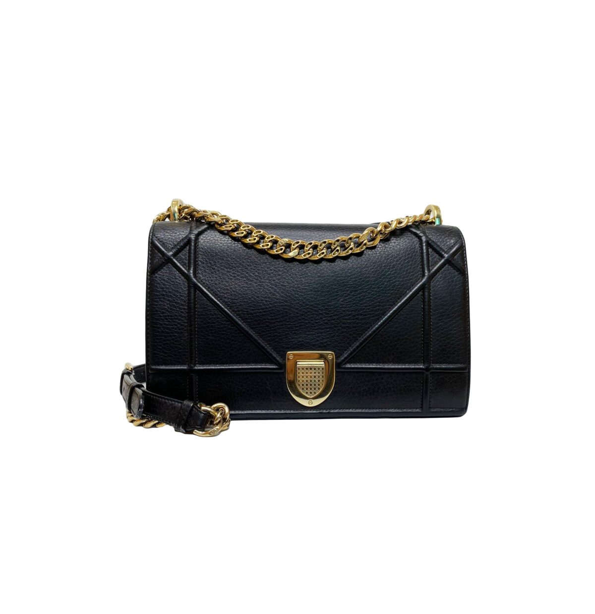 BLACK LAMBSKIN LEATHER DIORAMA SHOULDER BAG