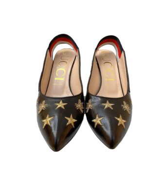 BLACK EMBROIDERED BEES STARS SYLVIE PUMPS 38.5 552039