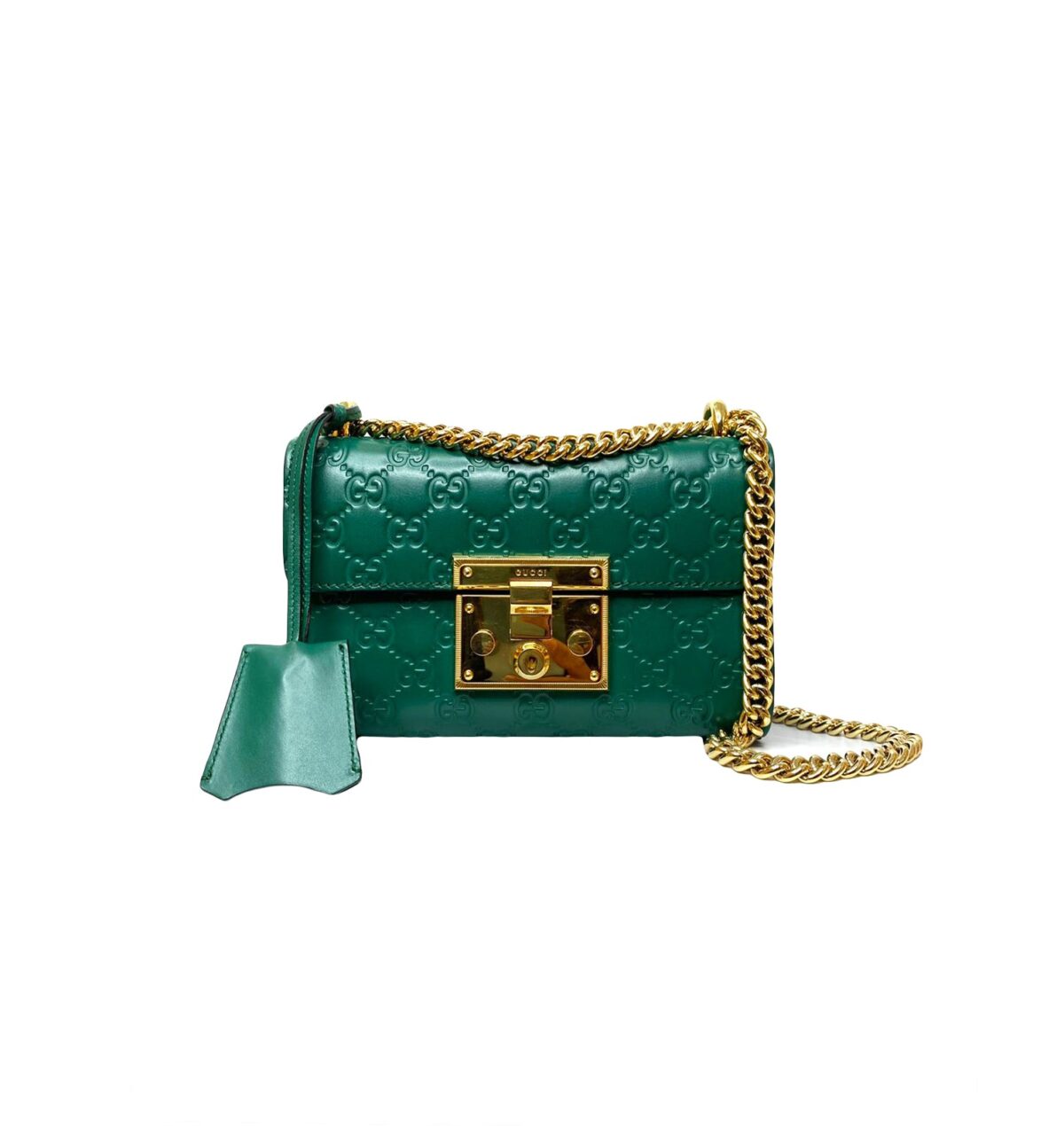 GREEN GUCCISSIMA LEATHER SMALL PADLOCK SHOULDER BAG