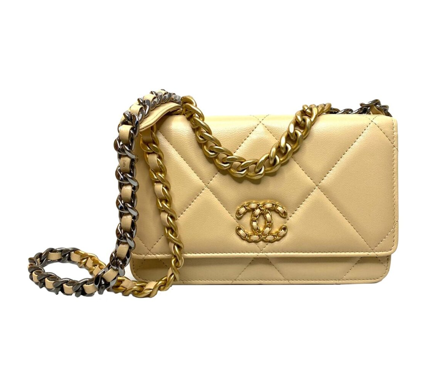 LAMBSKIN QUILTED CHANEL 19 WALLET ON CHAIN - styleforless