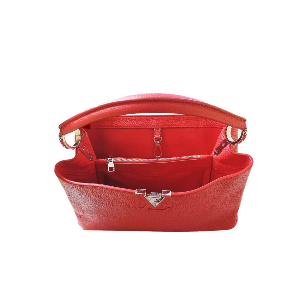 RED TAURILLON LEATHER CAPUCINE GM BAG