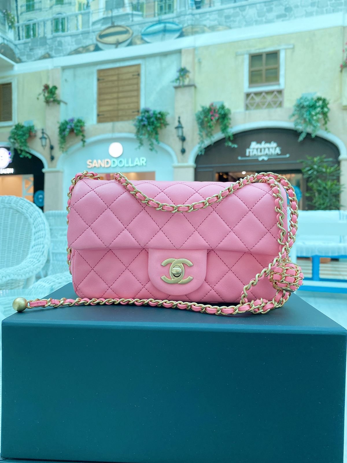 PINK MINI RECTANGULAR FLAP BAG - styleforless