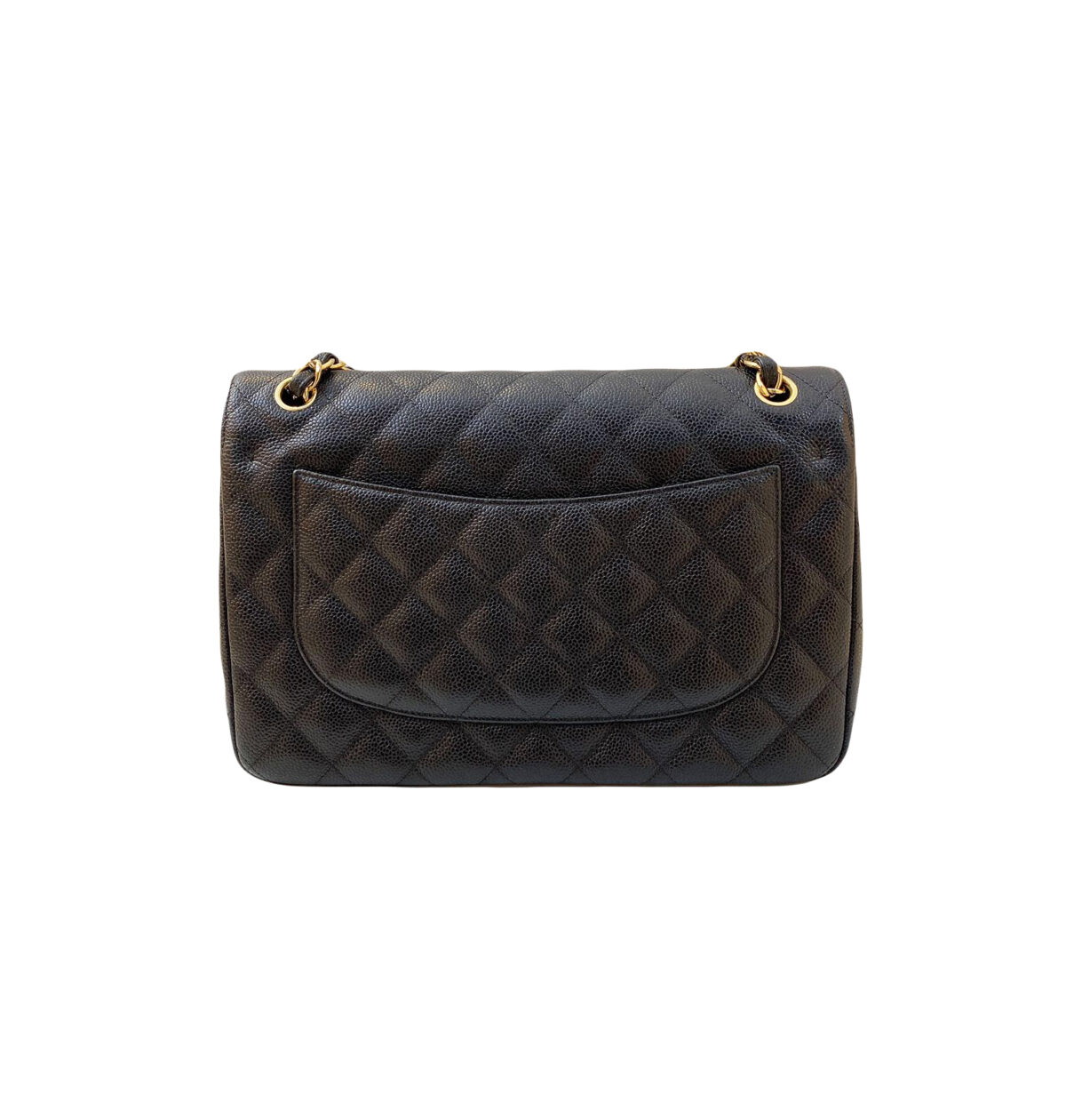 BLACK CAVIAR LEATHER CLASSIC DOUBLE FLAP JUMBO GHW HANDBAG