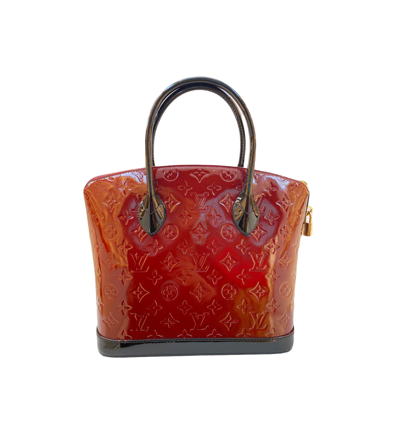 Louis Vuitton Dark Red Griotte Monogram Vernis Leather Lockit PM