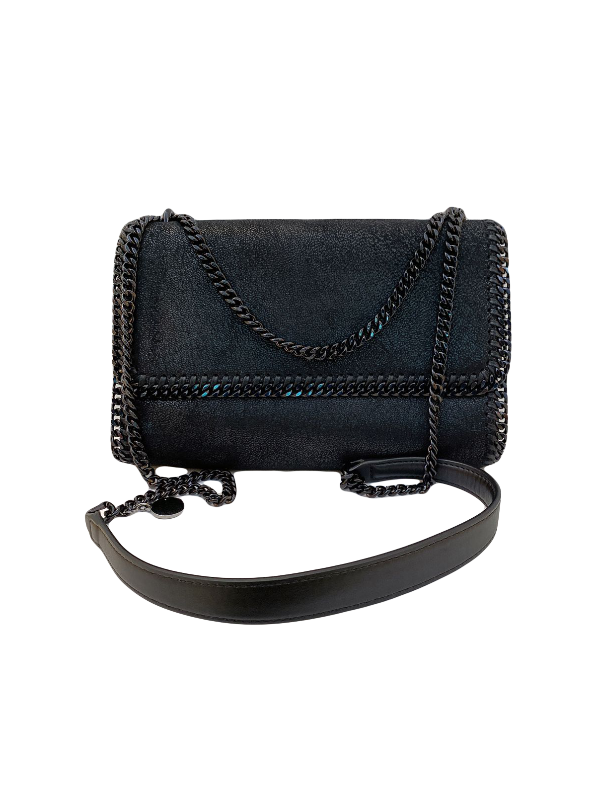 BLACK FAUX SUEDE FALABELLA CROSSBODY BAG styleforless