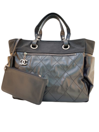 BLACK COATED CANVAS PARIS BIARRITZ TOTE BAG