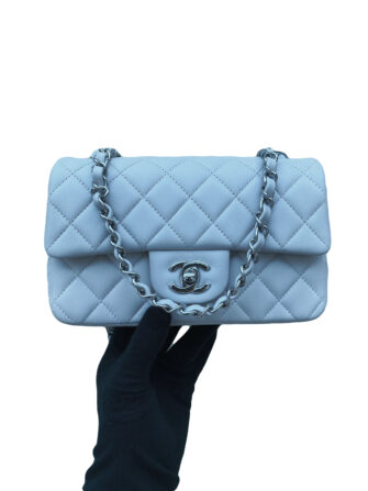 LIGHT PURPLE LAMBSKIN LEATHER CLASSIC SINGLE FLAP MINI RECTANGULAR BAG SHW
