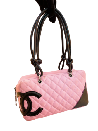 PINK QUILTED LEATHER CAMBON LIGNE BOWLER BAG