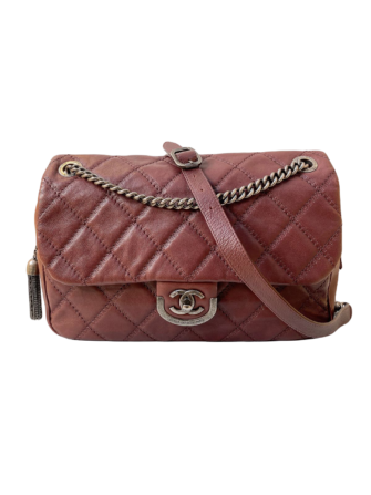 BURGUNDY CAMBON 31 RUE LEATHER QUILTED FLAP SHOULDER BAG
