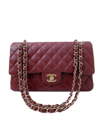 BURGUNDY CAVIAR LEATHER MEDIUM CLASSIC FLAP BAG