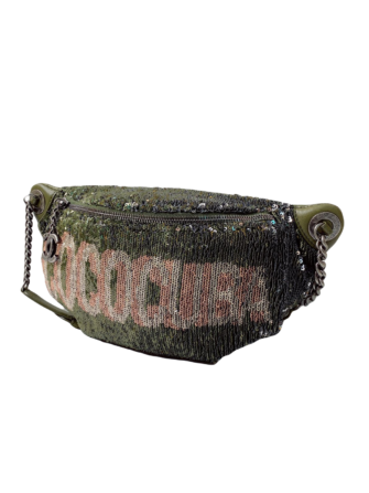 KHAKI GREEN SEQUINS COCO CUBA WAIST BAG FANNY PACK