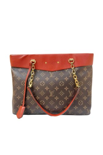 PALLAS CHAIN BAG SHOPPER BROWN MONOGRAM CANVAS TOTE