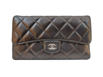 BLACK QUILTED LEATHER CLASSIC FLAP CONTINENTAL WALLET