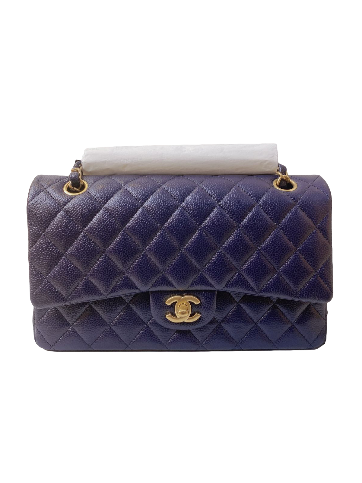 CHANEL NAVY BLUE CAVIAR QUILTED LEATHER CLASSIC MEDIUM DOUBLE FLAP
