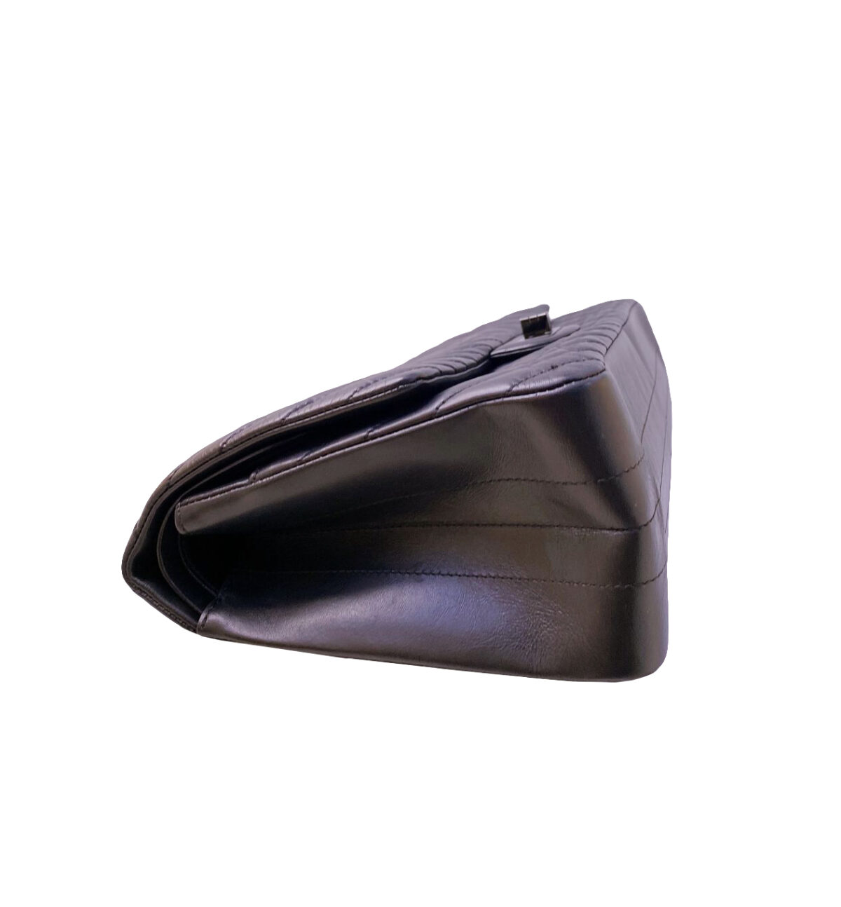 BLACK AGED CHEVRON LEATHER REISSUE SO BLACK FLAP 225 BAG