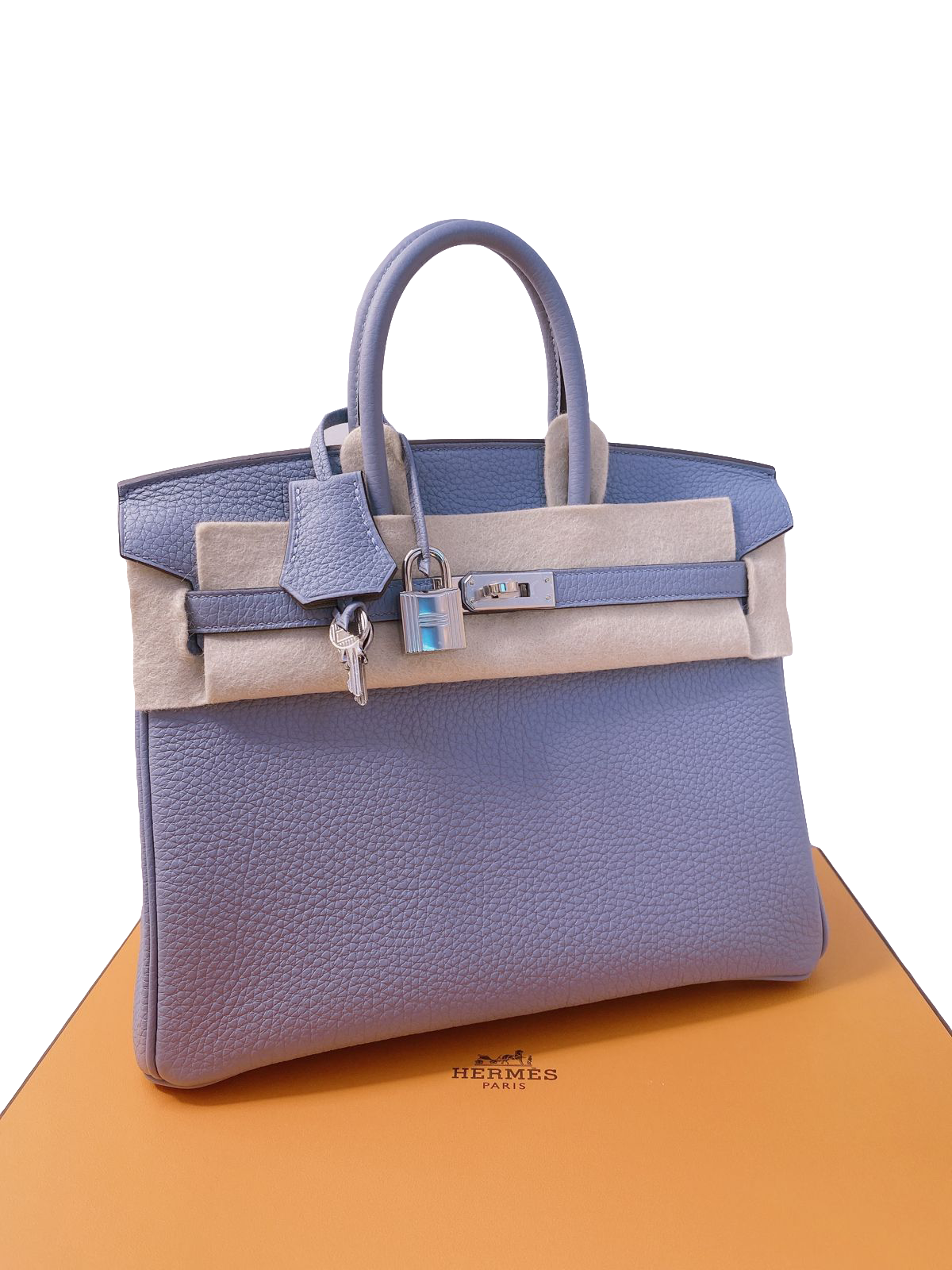 BIRKIN 25 VERSO BAG AO BLUE LIN/BEIGE DE WEIMAR - styleforless