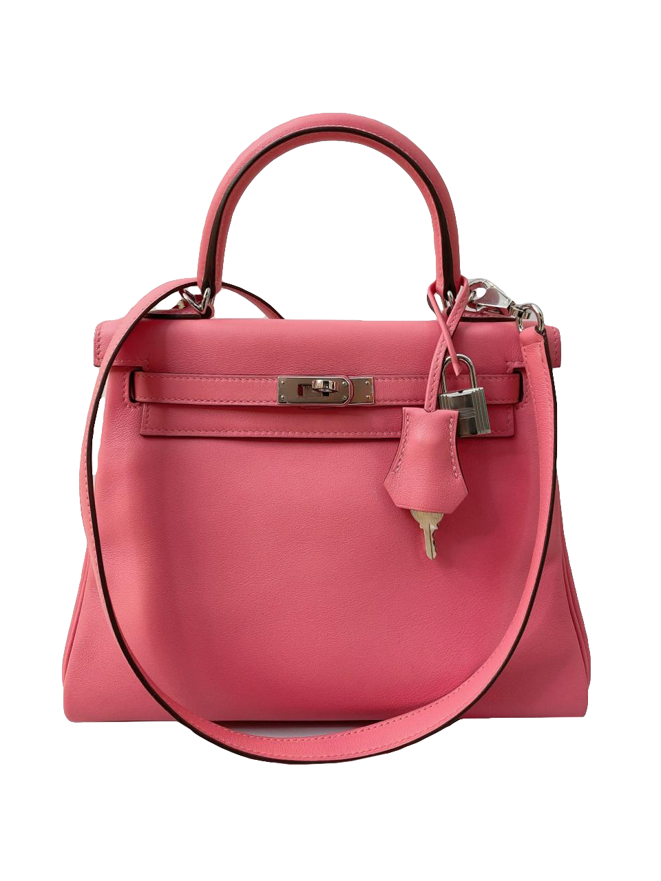 HERMES ROSE AZALEE SWIFT LEATHER PALLADIUM HARDWARE KELLY 25