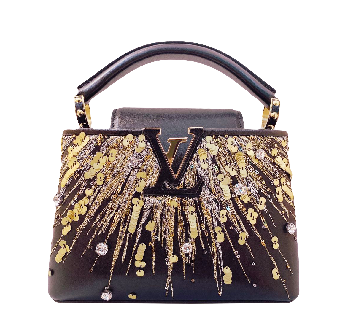 Louis Vuitton Black Leather Crystal Embellished Capucines Mini Bag Louis  Vuitton | The Luxury Closet