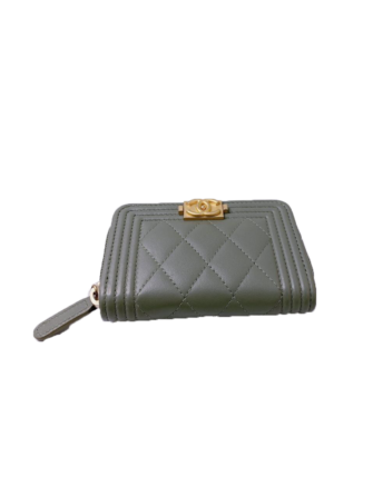 GREEN LAMBSKIN BOY ZIP AROUND COIN PURSE