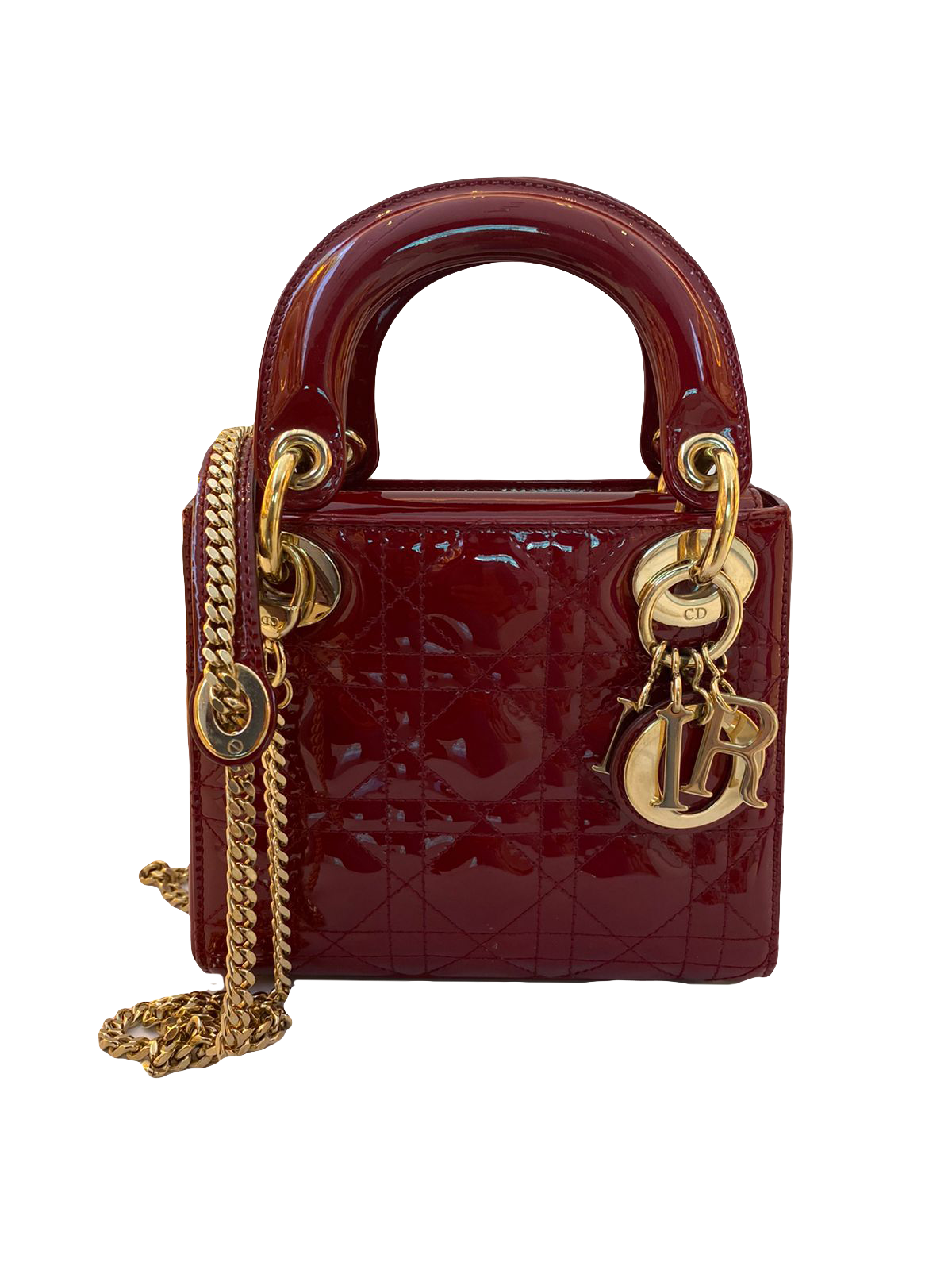 Túi Medium Lady Dior Bag Đỏ cherry bóng cannage calfskin GHW best quality