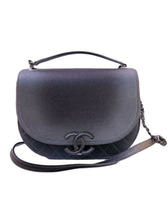 BLACK CAVIAR LEATHER COCO CURVE FLAP BAG