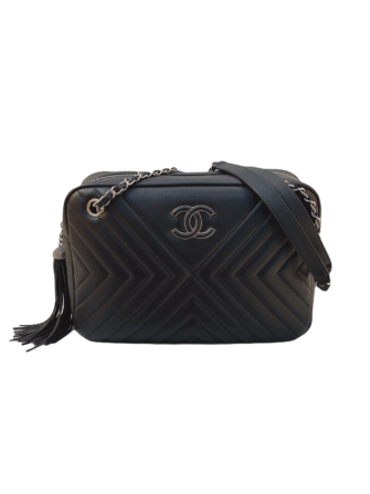 BLACK DIAGONAL CHEVRON CAMERA CASE BAG 25763191