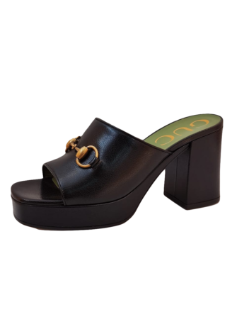 BLACK GRANADA KID HOUDAN SLIDE SANDALS PLATFORMS