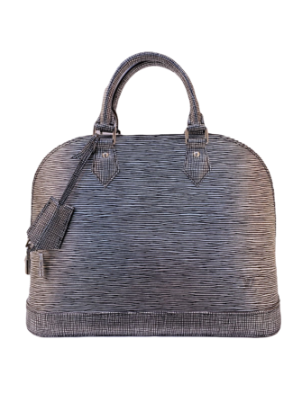 METALLIC SILVER EPI LEATHER ALMA PM BAG