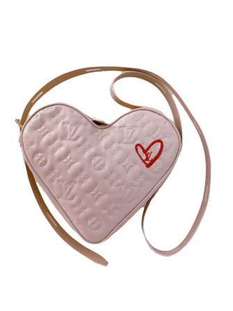 BLUSH PINK MONOGRAM EMBOSSED FALL IN LOVE LIMITED EDITION COEUR CROSSBODY BAG