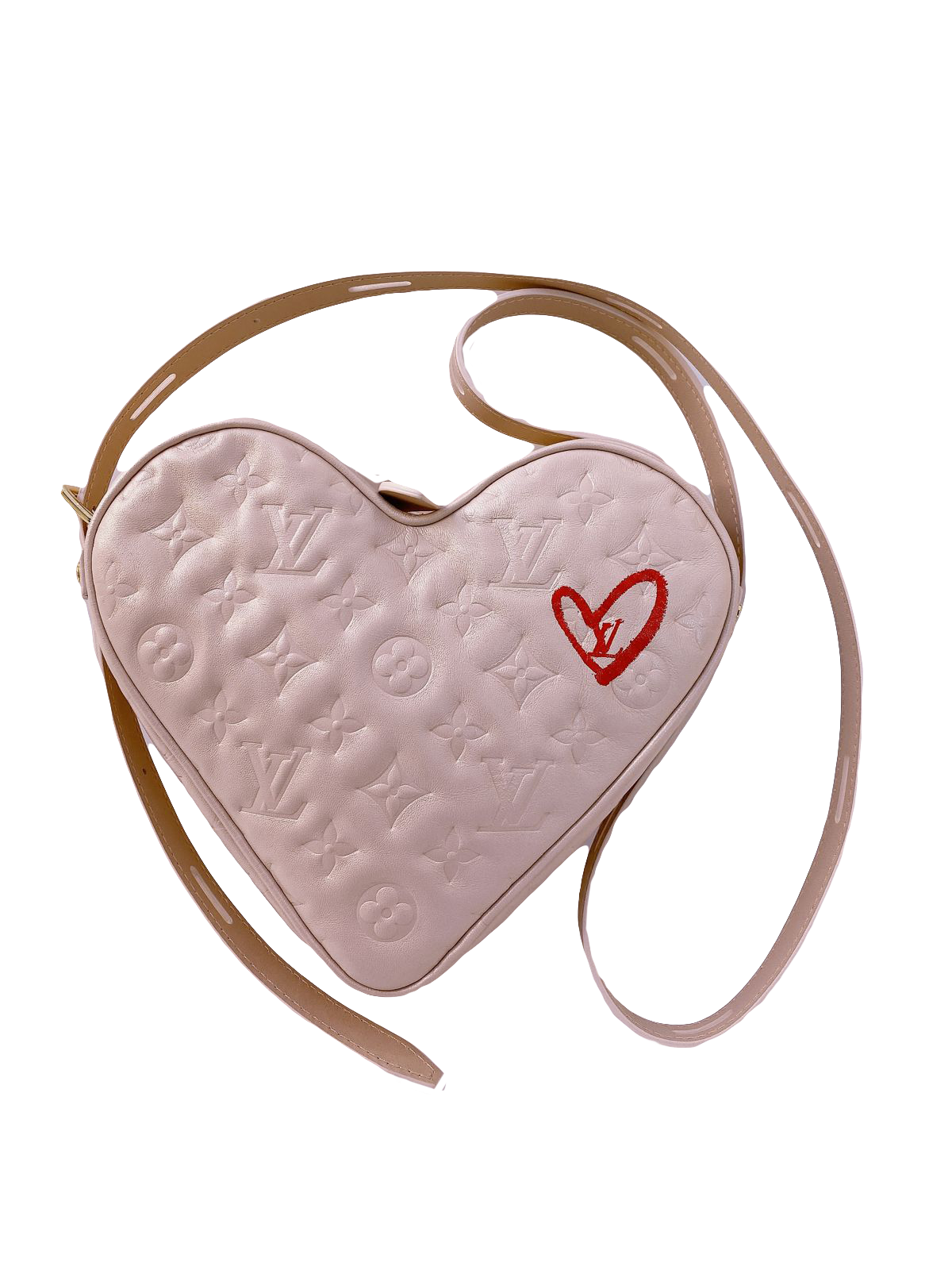BLUSH PINK MONOGRAM EMBOSSED FALL IN LOVE LIMITED EDITION COEUR CROSSBODY  BAG - styleforless