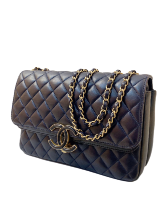 DARK BLUE QUILTED CALFSKIN BIG CC 2 WAY FLAP BAG 26025475