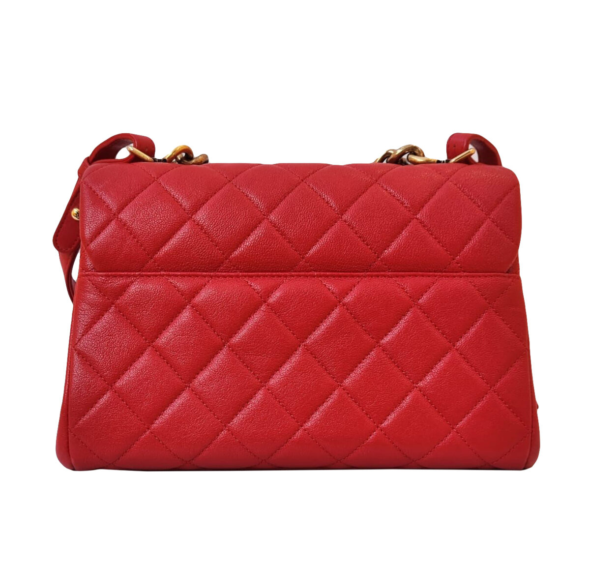 RED SHEEPSKIN LEATHER TRAPEZIO SMALL FLAP BAG