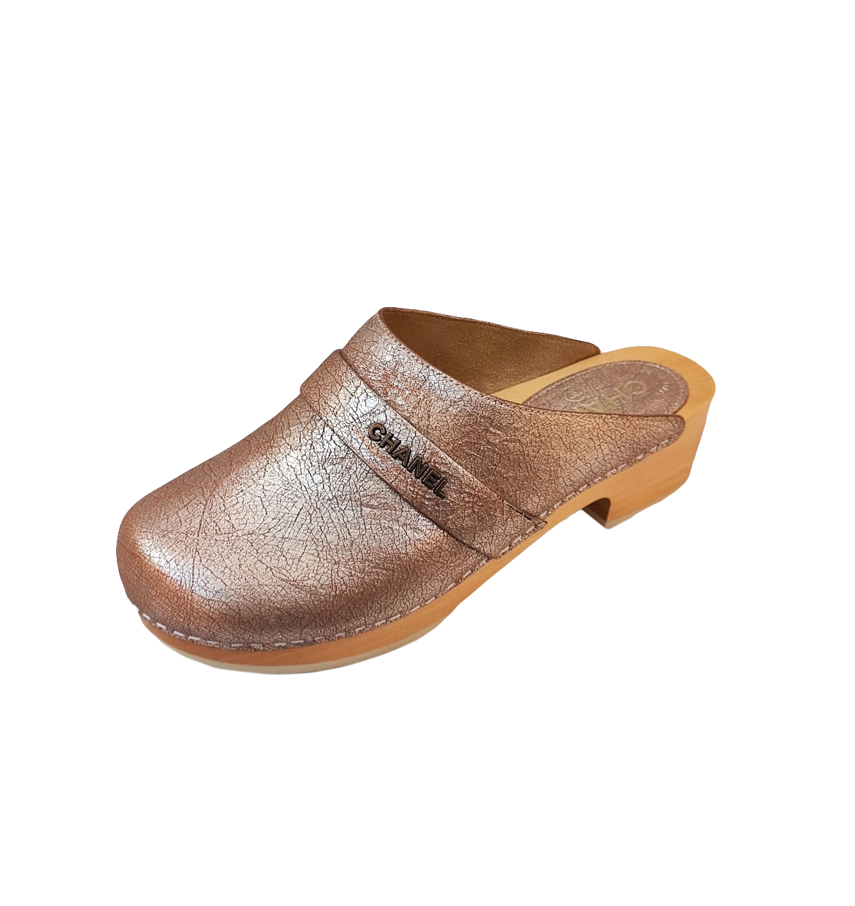 GOLD METALLIC LEATHER CLOGS MULES 37.5 - styleforless