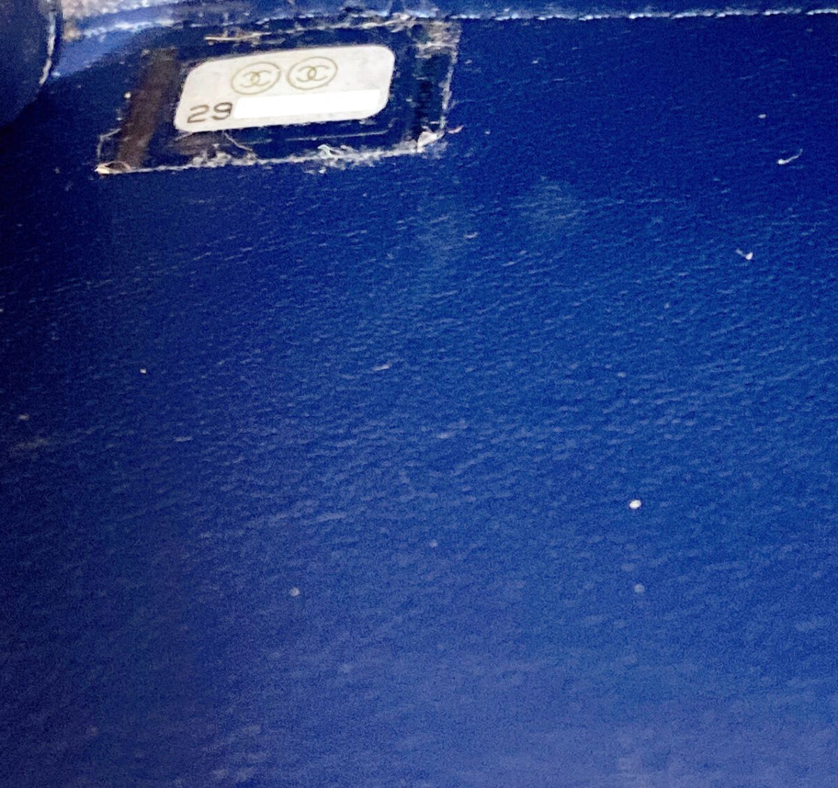 NAVY BLUE CHAIN AROUND CC FILIGREE VANITY BAG