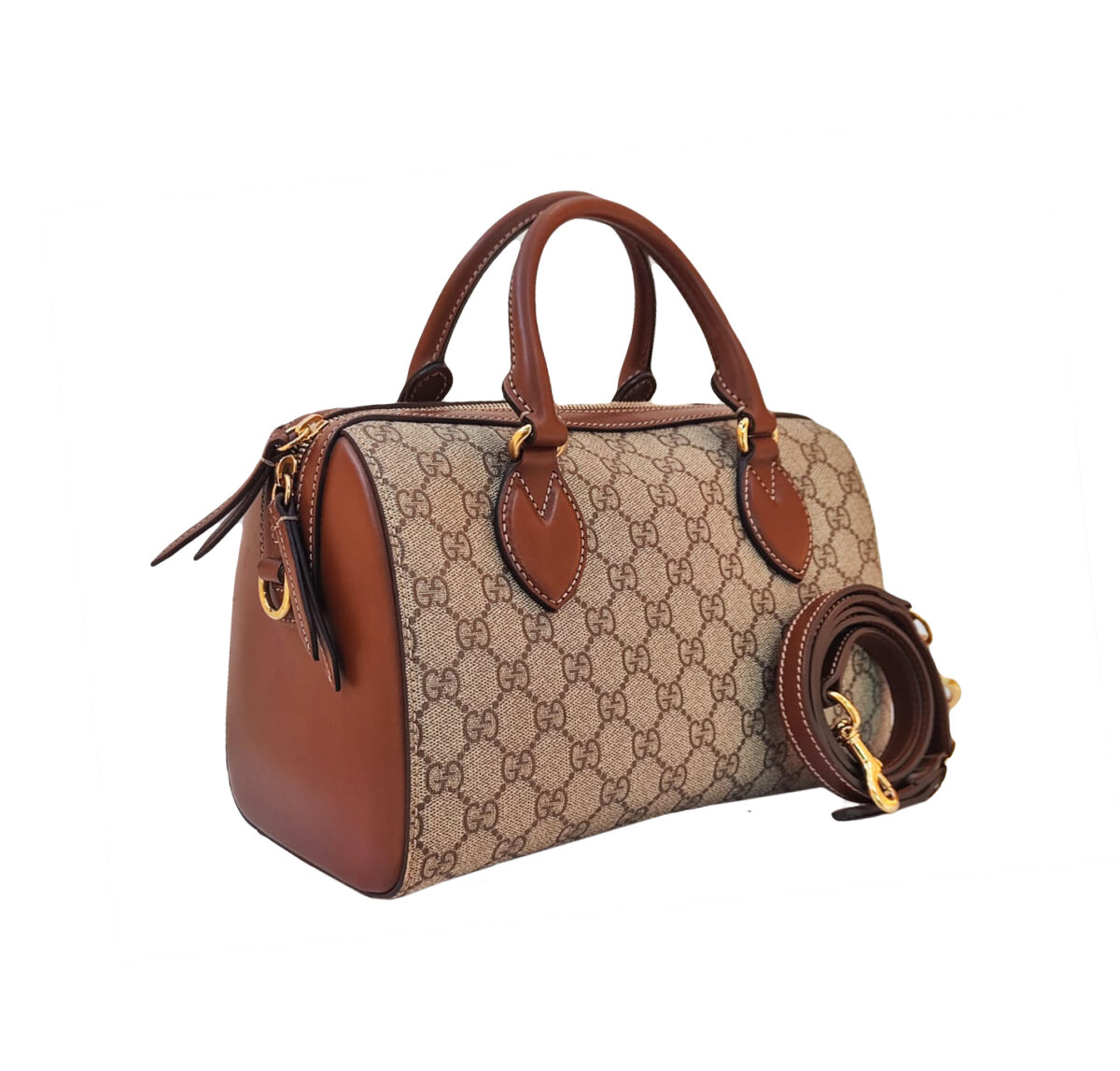 BEIGE BROWN GUCCISSIMA LEATHER SMALL BOSTON BAG