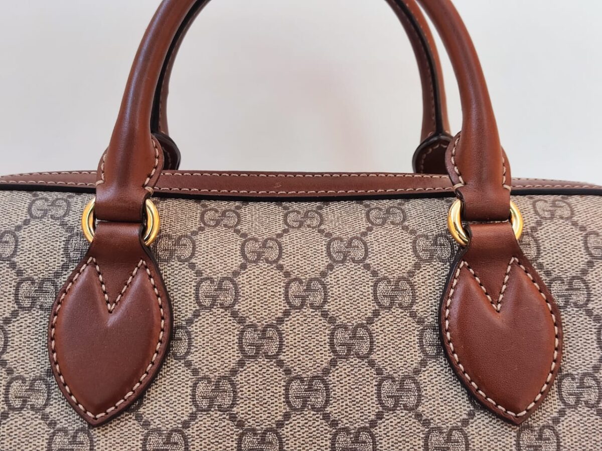 BEIGE BROWN GUCCISSIMA LEATHER SMALL BOSTON BAG