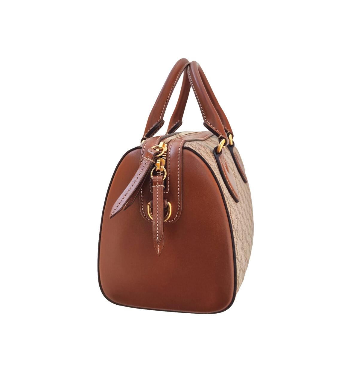 BEIGE BROWN GUCCISSIMA LEATHER SMALL BOSTON BAG
