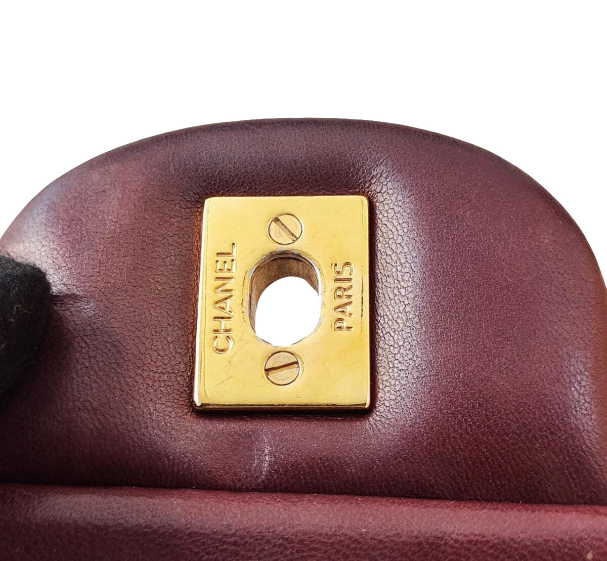 BURGUNDY LAMBSKIN QUILTED LEATHER MAXI DOUBLE FLAP BAG