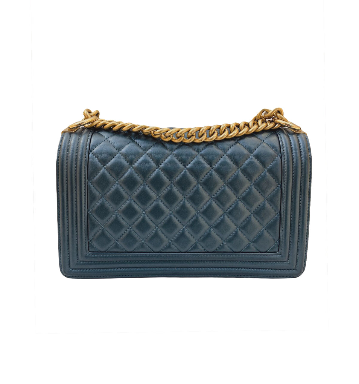 METALLIC BLUE LAMBSKIN MEDIUM LEBOY HANDBAG