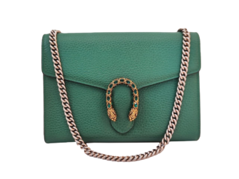 GREEN LEATHER MINI DIONYSUS CHAIN BAG