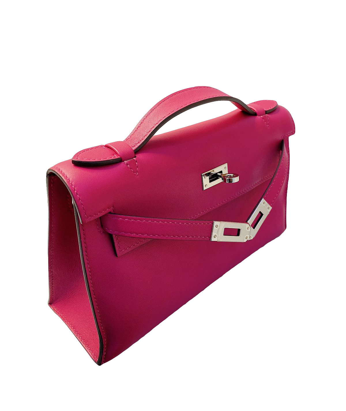 Hermes Mini Kelly Pochette Rose Pourpre Epsom Palladium Hardware