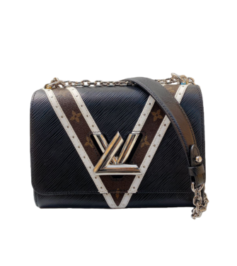 BLACK MONOGRAM STUDDED V MM TWIST BAG