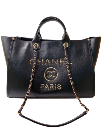 BLACK CC DEAUVILLE STUDDED BAG