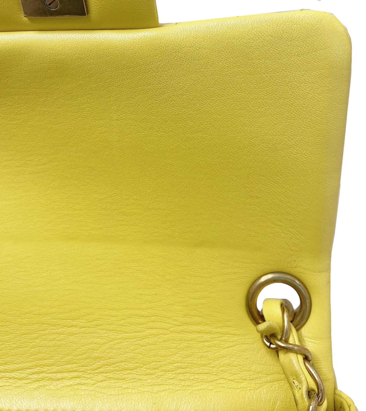 YELLOW LAMBSKIN CHEVRON LEATHER CLASSIC MINI FLAP BAG GHW