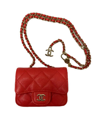 RED CAVIAR LEATHER BELT BAG