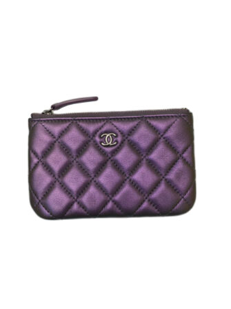 IRIDESCENT PURPLE LEATHER MINI O CASE POUCH