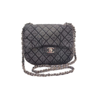 WASHED DENIM QUILTED SMAL DENIMPRESSION FLAP BAG
