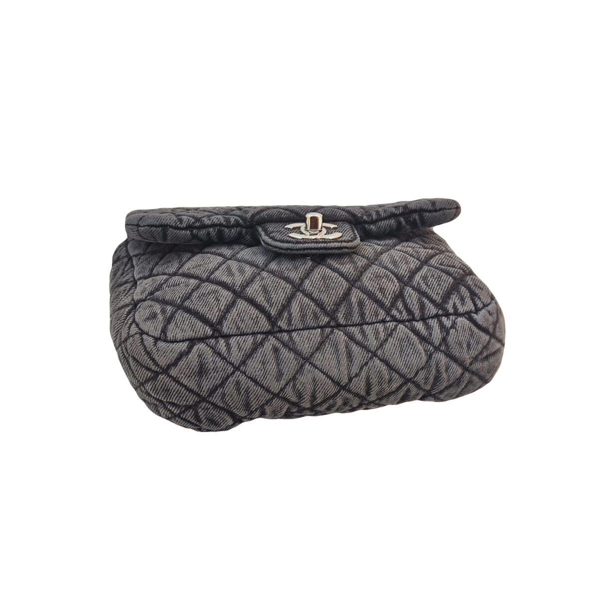 WASHED DENIM QUILTED SMAL DENIMPRESSION FLAP BAG