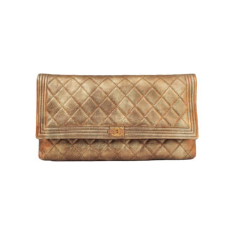GOLD METALLIC FOLD BOY OVER CLUTCH BAG